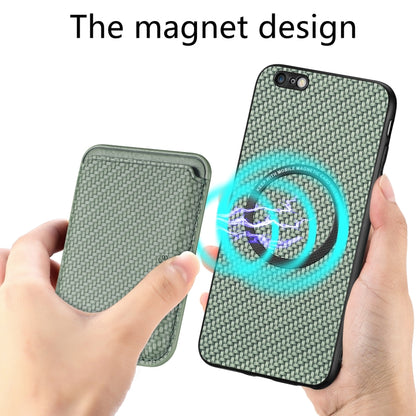 For iPhone 6 Plus / 6S Plus Carbon Fiber Leather Card Magsafe Magnetic Phone Case(Green) by bashfashion