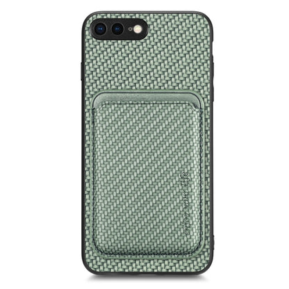 For iPhone 7 Plus / 8 Plus Carbon Fiber Leather Card Magsafe Magnetic Phone Case(Green) by bashfashion