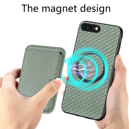 For iPhone 7 Plus / 8 Plus Carbon Fiber Leather Card Magsafe Magnetic Phone Case(Green) by bashfashion