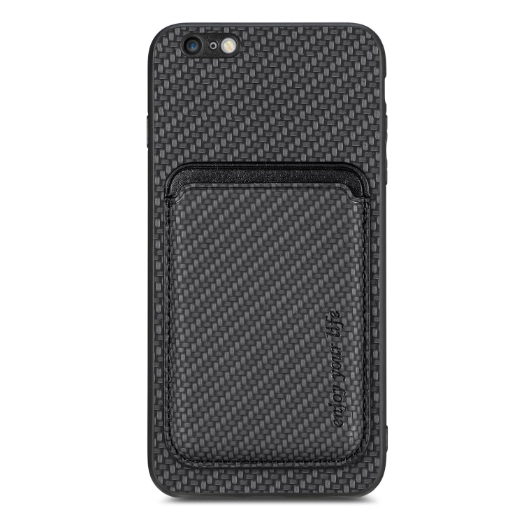 For iPhone 6 / 6s Carbon Fiber Leather Card Magsafe Magnetic Phone Case(Black) by bashfashion