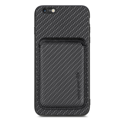 For iPhone 6 / 6s Carbon Fiber Leather Card Magsafe Magnetic Phone Case(Black) by bashfashion