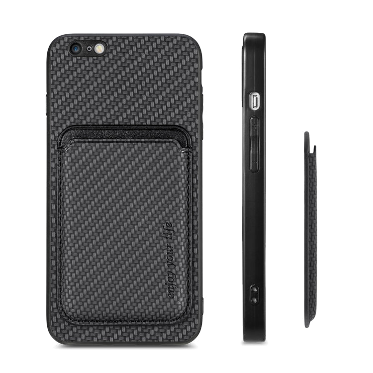 For iPhone 6 / 6s Carbon Fiber Leather Card Magsafe Magnetic Phone Case(Black) by bashfashion