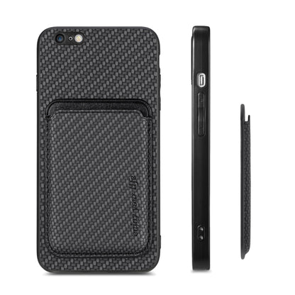 For iPhone 6 / 6s Carbon Fiber Leather Card Magsafe Magnetic Phone Case(Black) by bashfashion