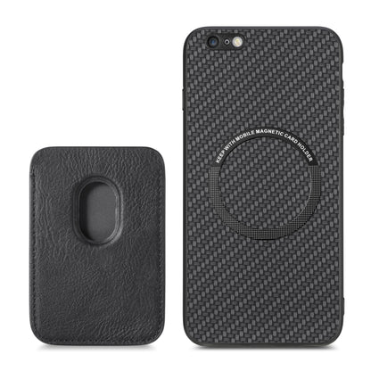 For iPhone 6 / 6s Carbon Fiber Leather Card Magsafe Magnetic Phone Case(Black) by bashfashion