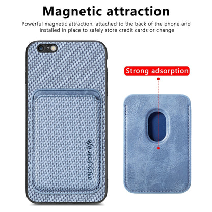 For iPhone 6 / 6s Carbon Fiber Leather Card Magsafe Magnetic Phone Case(Blue) by bashfashion