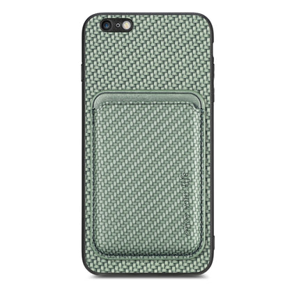 For iPhone 6 / 6s Carbon Fiber Leather Card Magsafe Magnetic Phone Case(Green) by bashfashion