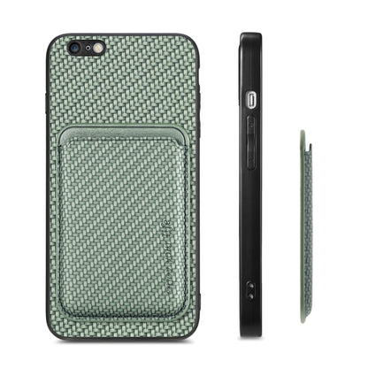For iPhone 6 / 6s Carbon Fiber Leather Card Magsafe Magnetic Phone Case(Green) by bashfashion