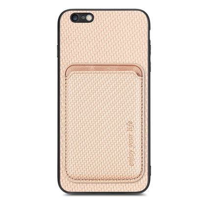 For iPhone 6 / 6s Carbon Fiber Leather Card Magsafe Magnetic Phone Case(Khaki) by bashfashion