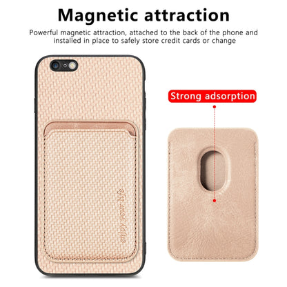 For iPhone 6 / 6s Carbon Fiber Leather Card Magsafe Magnetic Phone Case(Khaki) by bashfashion