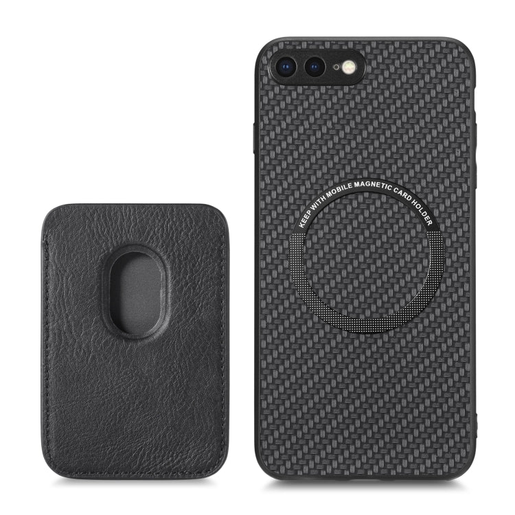 For iPhone SE 2022 / 2020 / 7 / 8 Carbon Fiber Leather Card Magsafe Magnetic Phone Case(Black) by bashfashion