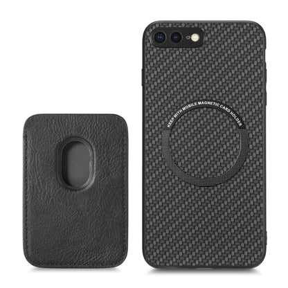 For iPhone SE 2022 / 2020 / 7 / 8 Carbon Fiber Leather Card Magsafe Magnetic Phone Case(Black) by bashfashion