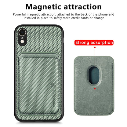 For iPhone XR Carbon Fiber Leather Card Magsafe Magnetic Phone Case(Green) by bashfashion