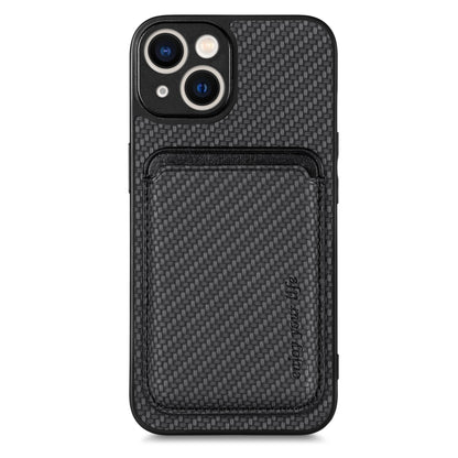 For iPhone 14 Pro Max Carbon Fiber Leather Card Magsafe Magnetic Phone Case(Black) by bashfashion