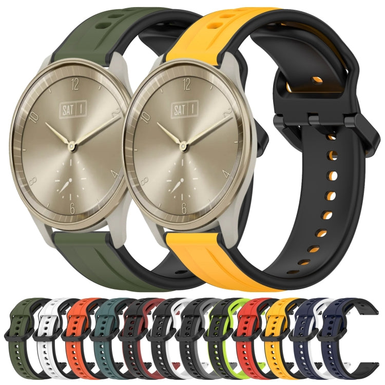 For Garmin Vivomove Trend 20mm Convex Loop Two-Color Silicone Watch Band(Dark Green+Black) by bashfashion
