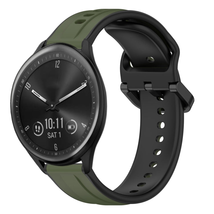 For Garmin Vivomove Sport 20mm Convex Loop Two-Color Silicone Watch Band(Dark Green+Black) by bashfashion