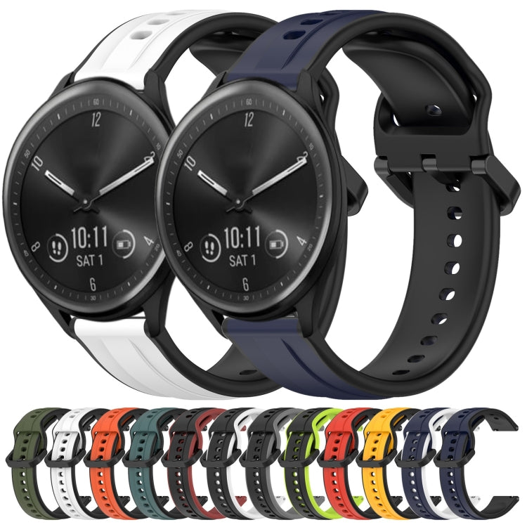 For Garmin Vivomove Sport 20mm Convex Loop Two-Color Silicone Watch Band(Dark Green+Black) by bashfashion