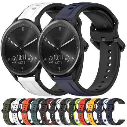 For Garmin Vivomove Sport 20mm Convex Loop Two-Color Silicone Watch Band(Dark Green+Black) by bashfashion
