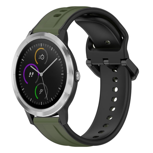 For Garmin Vivoactive3 20mm Convex Loop Two-Color Silicone Watch Band(Dark Green+Black) by bashfashion