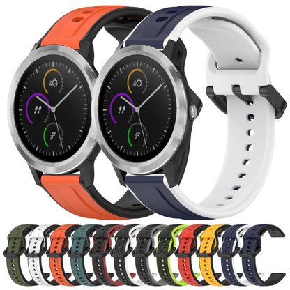 For Garmin Vivoactive3 20mm Convex Loop Two-Color Silicone Watch Band(Dark Green+Black) by bashfashion