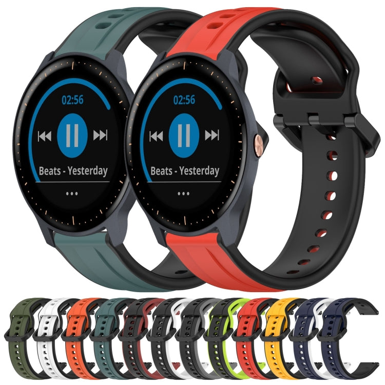 For Garmin Vivoactive3 Music 20mm Convex Loop Two-Color Silicone Watch Band(Dark Green+Black) by bashfashion
