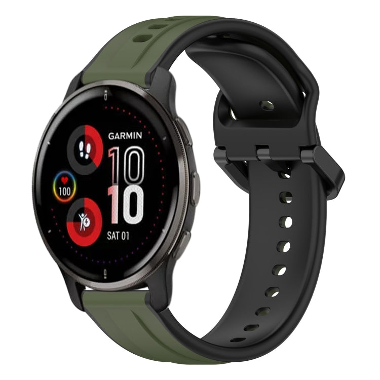For Garmin Venu 2 Plus 20mm Convex Loop Two-Color Silicone Watch Band(Dark Green+Black) by bashfashion