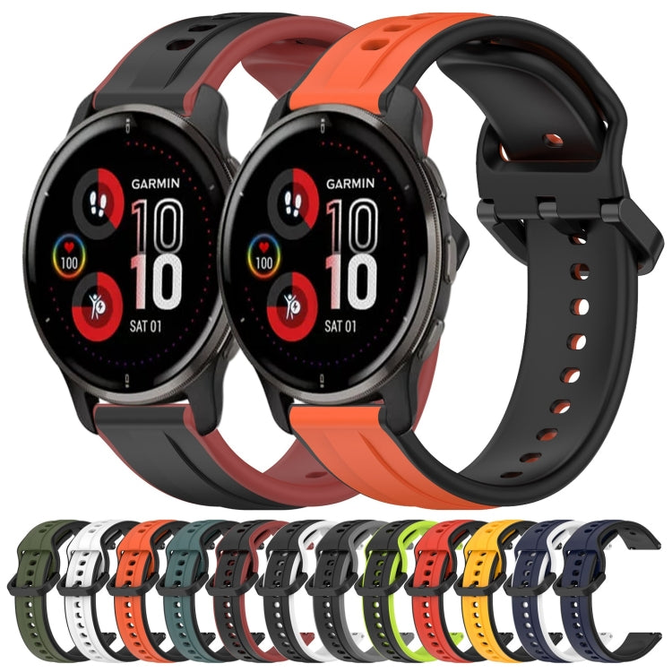 For Garmin Venu 2 Plus 20mm Convex Loop Two-Color Silicone Watch Band(Dark Green+Black) by bashfashion