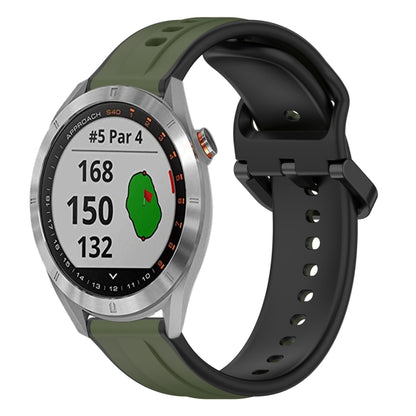For Garmin Approach S40 20mm Convex Loop Two-Color Silicone Watch Band(Dark Green+Black) by bashfashion