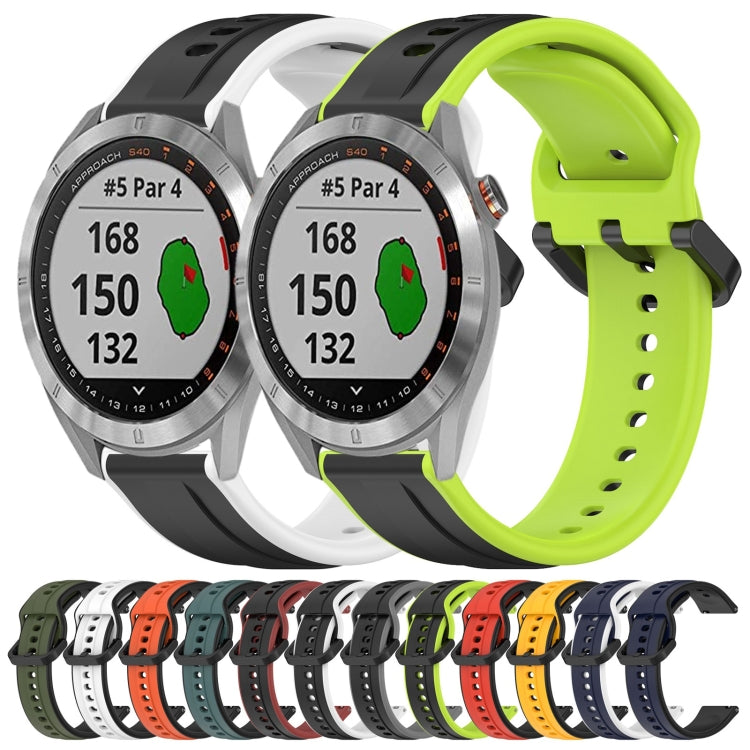 For Garmin Approach S40 20mm Convex Loop Two-Color Silicone Watch Band(Dark Green+Black) by bashfashion