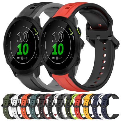 For Garmin Forerunner 158 20mm Convex Loop Two-Color Silicone Watch Band(Dark Green+Black) by bashfashion