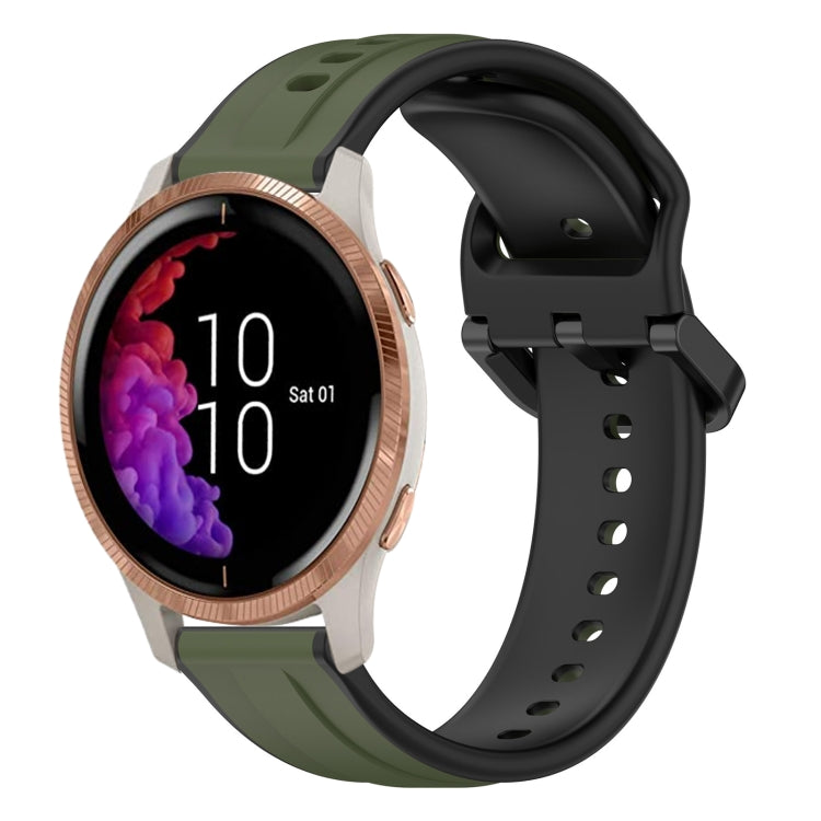 For Garmin Venu 20mm Convex Loop Two-Color Silicone Watch Band(Dark Green+Black) by bashfashion