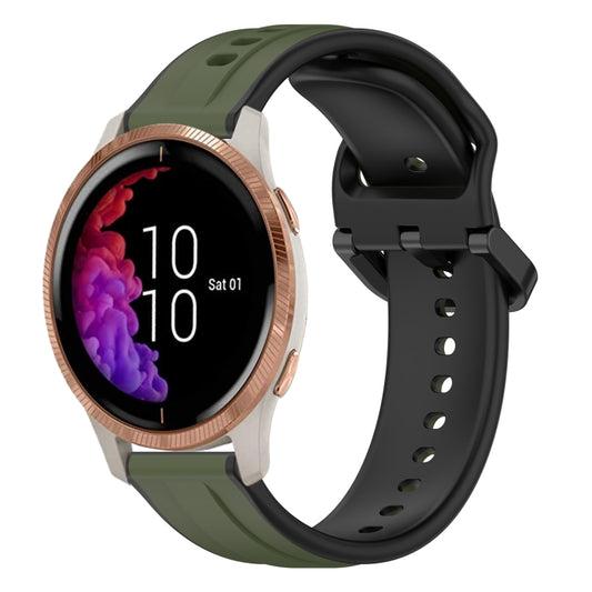 For Garmin Venu 20mm Convex Loop Two-Color Silicone Watch Band(Dark Green+Black) by bashfashion