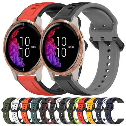 For Garmin Venu 20mm Convex Loop Two-Color Silicone Watch Band(Dark Green+Black) by bashfashion