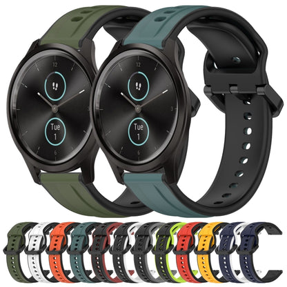 For Garmin VivoMove Style 20mm Convex Loop Two-Color Silicone Watch Band(Dark Green+Black) by bashfashion