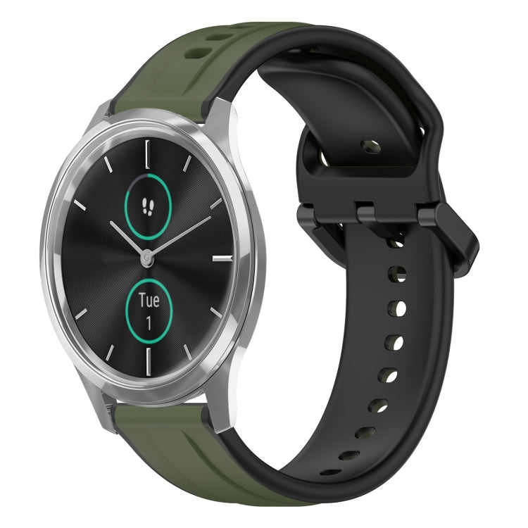 For Garmin VivoMove Luxe 20mm Convex Loop Two-Color Silicone Watch Band(Dark Green+Black) by bashfashion