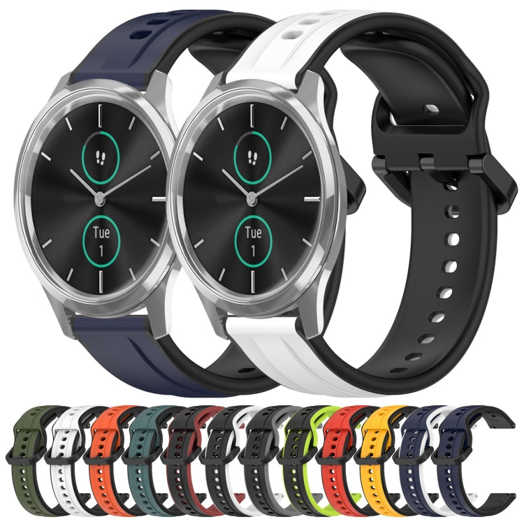For Garmin VivoMove Luxe 20mm Convex Loop Two-Color Silicone Watch Band(Dark Green+Black) by bashfashion