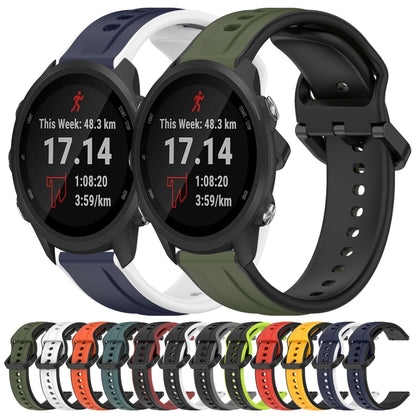 For Garmin Forerunner 245 Music 20mm Convex Loop Two-Color Silicone Watch Band(Dark Green+Black) by bashfashion
