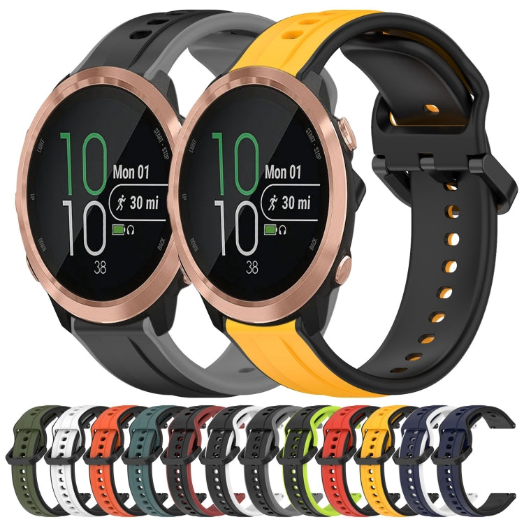 For Garmin Forerunner 645 20mm Convex Loop Two-Color Silicone Watch Band(Dark Green+Black) by bashfashion