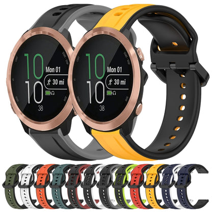 For Garmin Forerunner 645 20mm Convex Loop Two-Color Silicone Watch Band(Dark Green+Black) by bashfashion