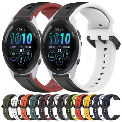 For Garmin Forerunner 265 22mm Convex Loop Two-Color Silicone Watch Band(Dark Green+Black) by bashfashion