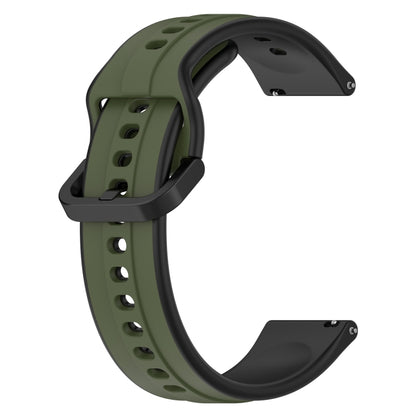 For Garmin Forerunner 255 22mm Convex Loop Two-Color Silicone Watch Band(Dark Green+Black) by bashfashion