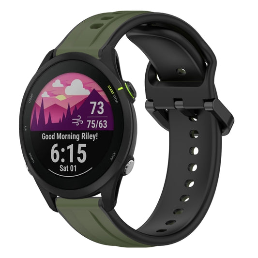 For Garmin Forerunner 255 Music 22mm Convex Loop Two-Color Silicone Watch Band(Dark Green+Black) by bashfashion