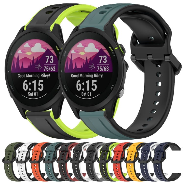 For Garmin Forerunner 255 Music 22mm Convex Loop Two-Color Silicone Watch Band(Dark Green+Black) by bashfashion