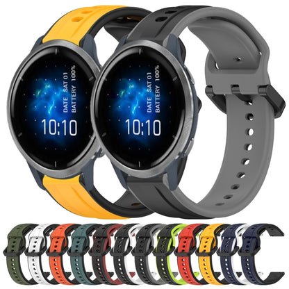 For Garmin Venu 2 22mm Convex Loop Two-Color Silicone Watch Band(Dark Green+Black) by bashfashion