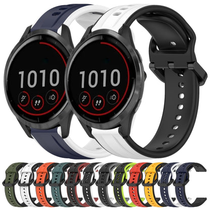 For Garmin Vivoactive4 22mm Convex Loop Two-Color Silicone Watch Band(Dark Green+Black) by bashfashion