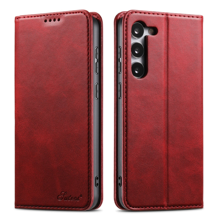 For Samsung Galaxy S23 5G Suteni Calf Texture Horizontal Flip Leather Phone Case(Red) by Suteni