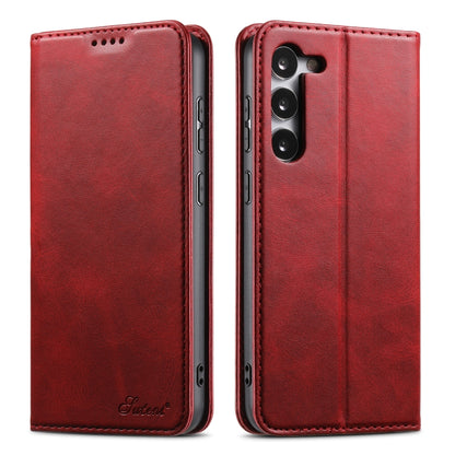 For Samsung Galaxy S23 5G Suteni Calf Texture Horizontal Flip Leather Phone Case(Red) by Suteni