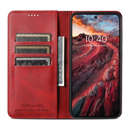 For Samsung Galaxy S23 5G Suteni Calf Texture Horizontal Flip Leather Phone Case(Red) by Suteni