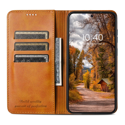 For Samsung Galaxy S23+ 5G Suteni Calf Texture Horizontal Flip Leather Phone Case(Khaki) by Suteni