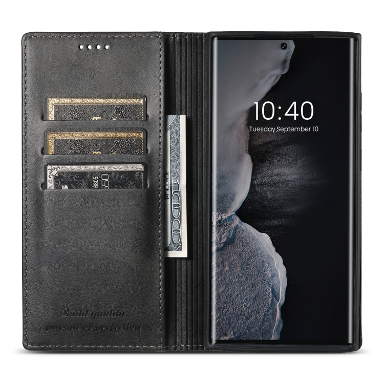 For Samsung Galaxy S23 Ultra 5G Suteni Calf Texture Horizontal Flip Leather Phone Case(Black) by Suteni