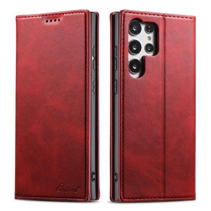 For Samsung Galaxy S25 Ultra 5G Suteni Calf Texture Horizontal Flip Leather Phone Case(Red) by Suteni
